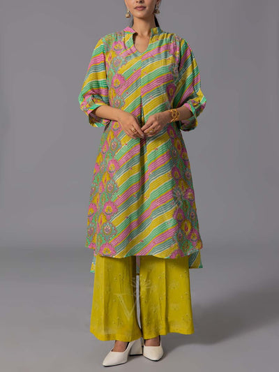 Green Crepe Silk Kurta And Pant Set