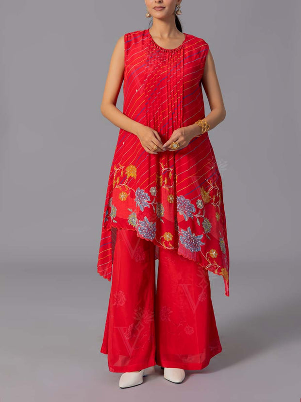Red Crepe Silk Co-Ord Set