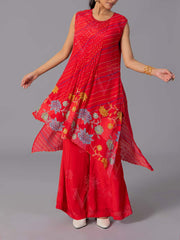 Red Crepe Silk Co-Ord Set