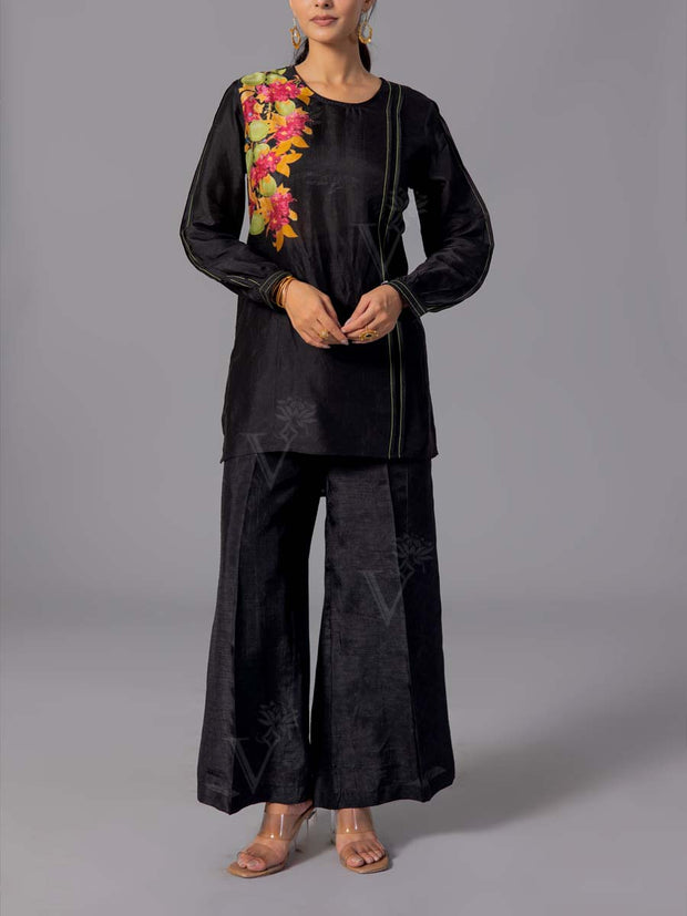 Black Vasansi Silk Co-Ord Set