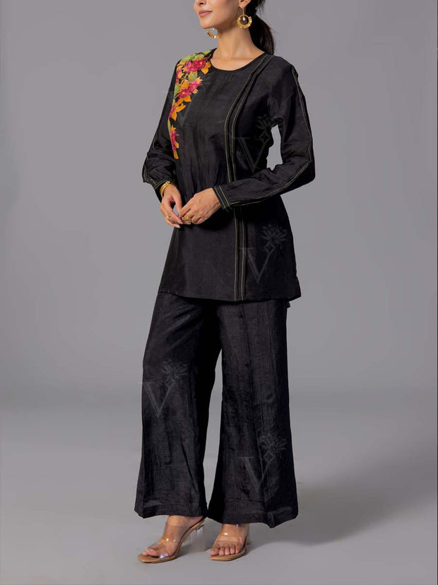 Black Vasansi Silk Co-Ord Set