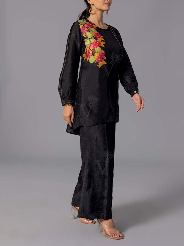 Black Vasansi Silk Co-Ord Set