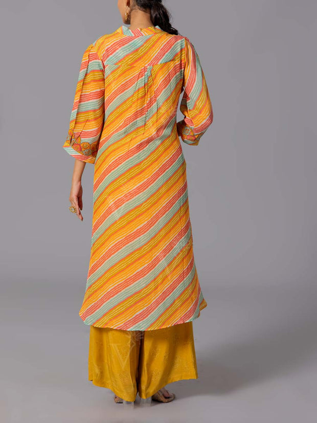 Orange Crepe Silk Kurta And Pant Set