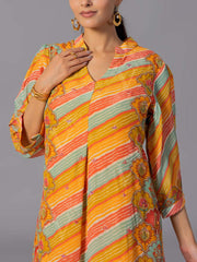 Orange Crepe Silk Kurta And Pant Set