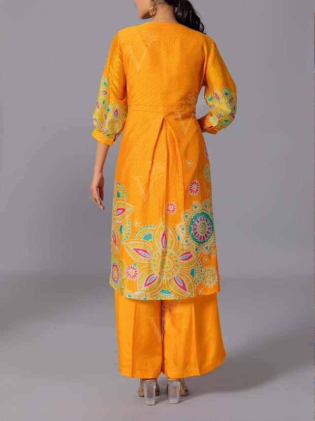 Yellow  Vasansi Silk Kurta And Pant Set