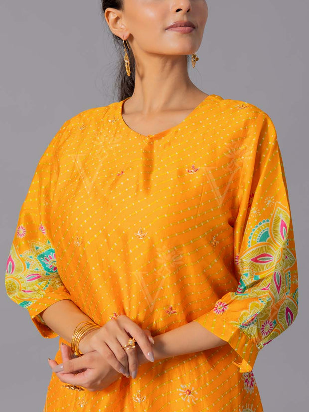Yellow  Vasansi Silk Kurta And Pant Set
