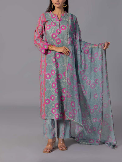 Grey Cotton Suit Set