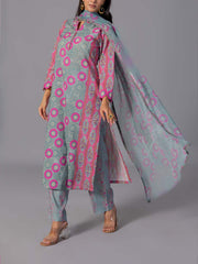 Grey Cotton Suit Set