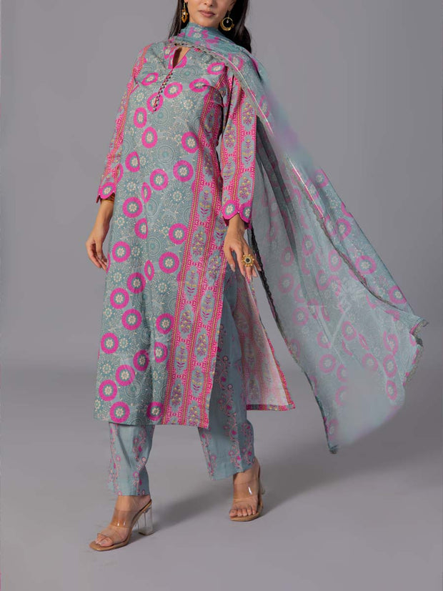 Grey Cotton Suit Set