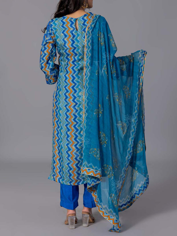 Blue Cotton Suit Set
