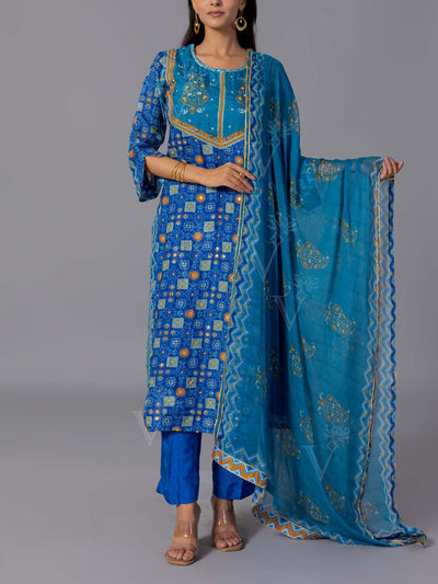 Blue Cotton Suit Set
