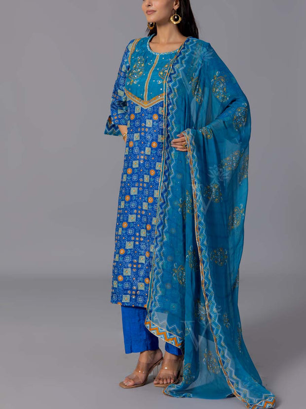 Blue Cotton Suit Set