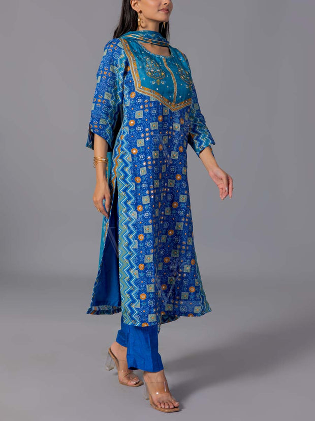 Blue Cotton Suit Set