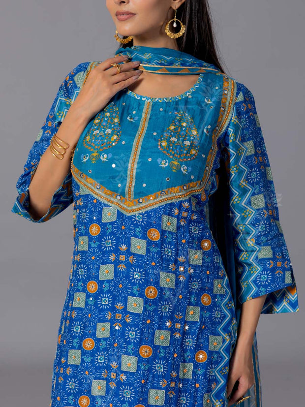 Blue Cotton Suit Set