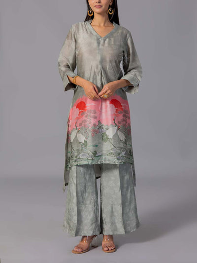 Grey Vasansi Silk Co-Ord Set