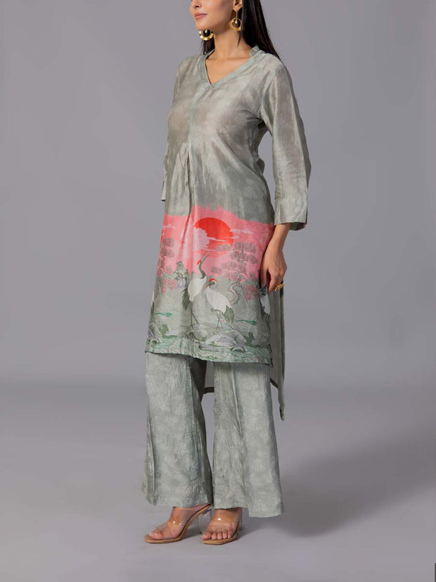 Grey Vasansi Silk Co-Ord Set