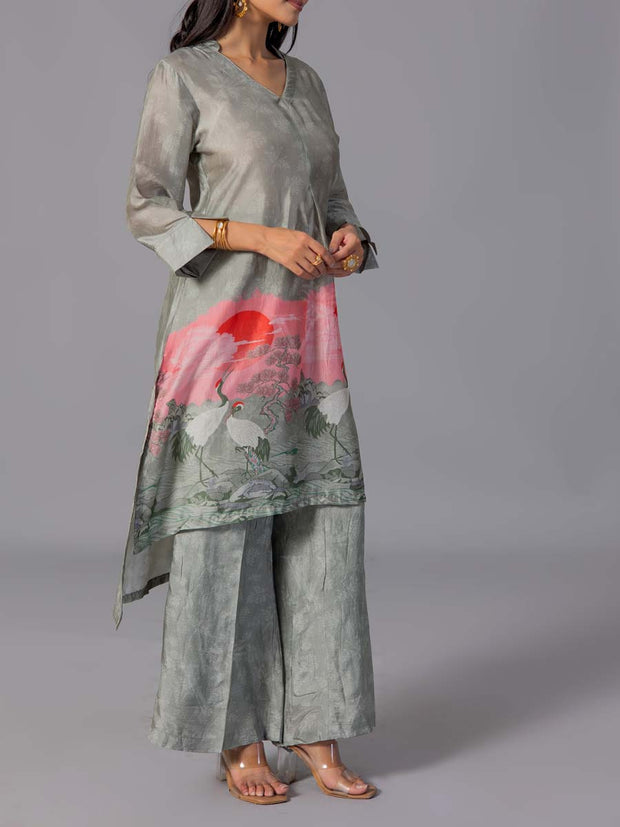 Grey Vasansi Silk Co-Ord Set