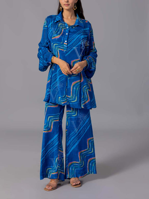 Blue Crepe Silk Co-Ord Set