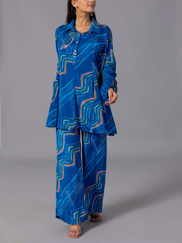 Blue Crepe Silk Co-Ord Set