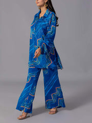 Blue Crepe Silk Co-Ord Set