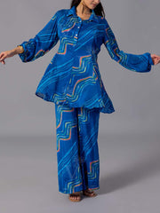 Blue Crepe Silk Co-Ord Set