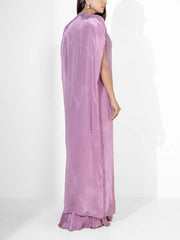 Lavender Embroidered Cape and Drape Skirt Set