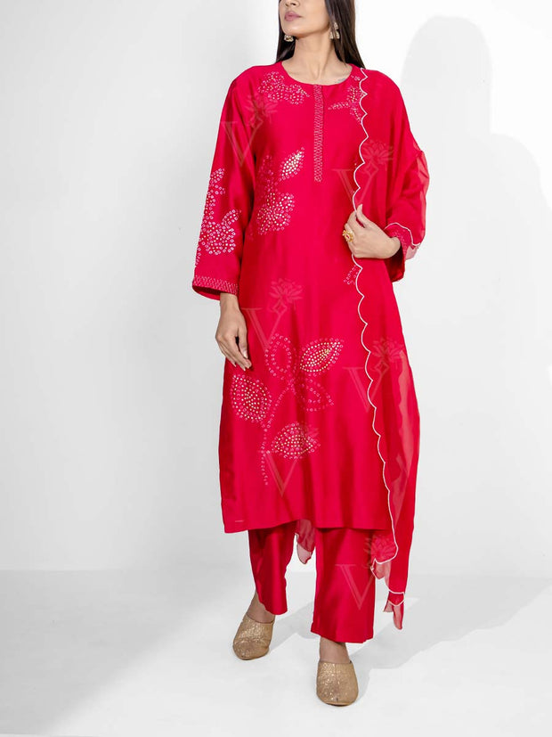 Silk suit set, chanderi suit