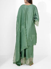 Sea Green Embroidered Chanderi Silk Suit Set