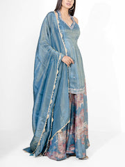 Blue Tissue Kurta and Palazzo Set