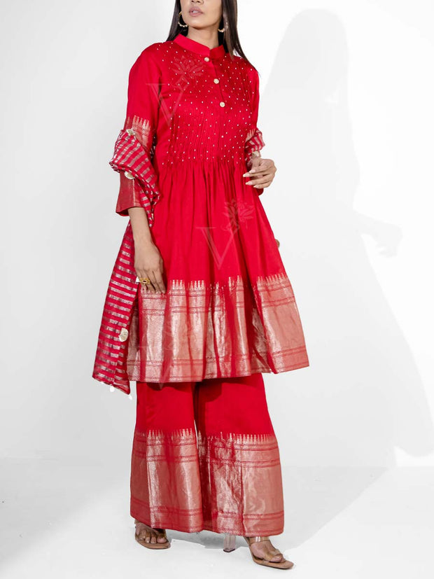 Red Banarasi Suit Set