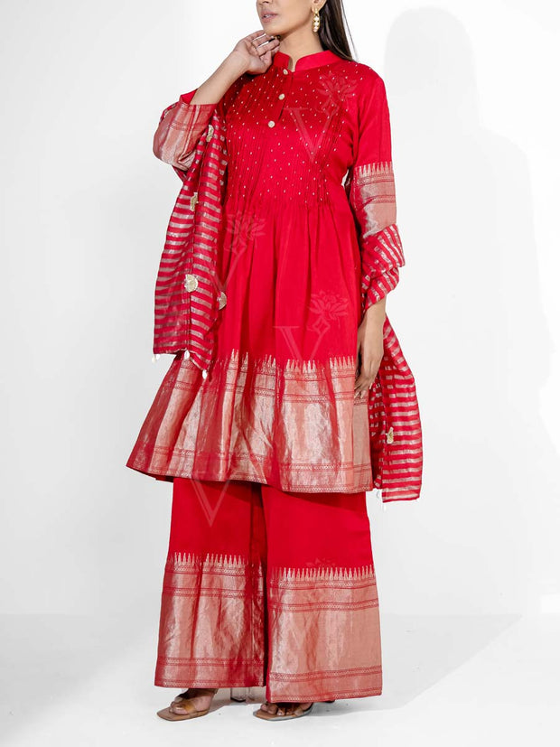 Red Banarasi Suit Set