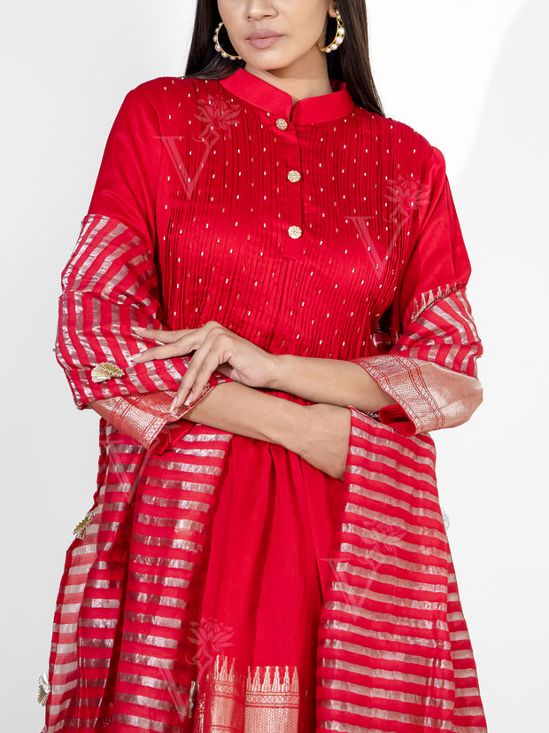 Red Banarasi Suit Set