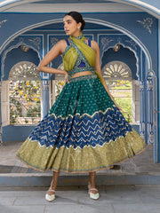 Blue Chevron Short Lehenga