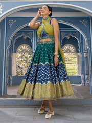 Blue Chevron Short Lehenga