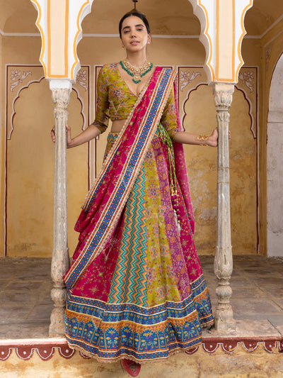 Multi Color Vasansi Silk Lehenga Set