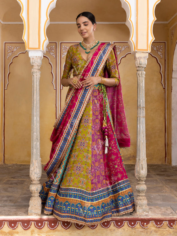 Multi Color Vasansi Silk Lehenga Set