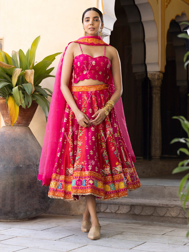 Pink Vasansi Silk Short Lehenga