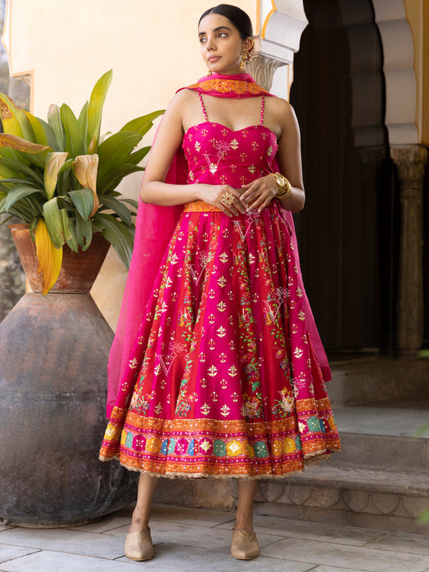 Pink Vasansi Silk Short Lehenga