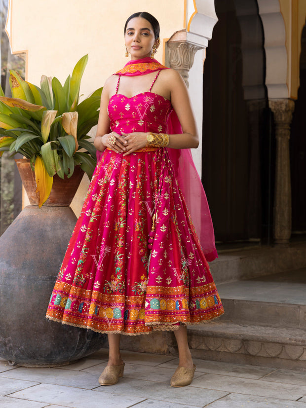 Pink Vasansi Silk Short Lehenga