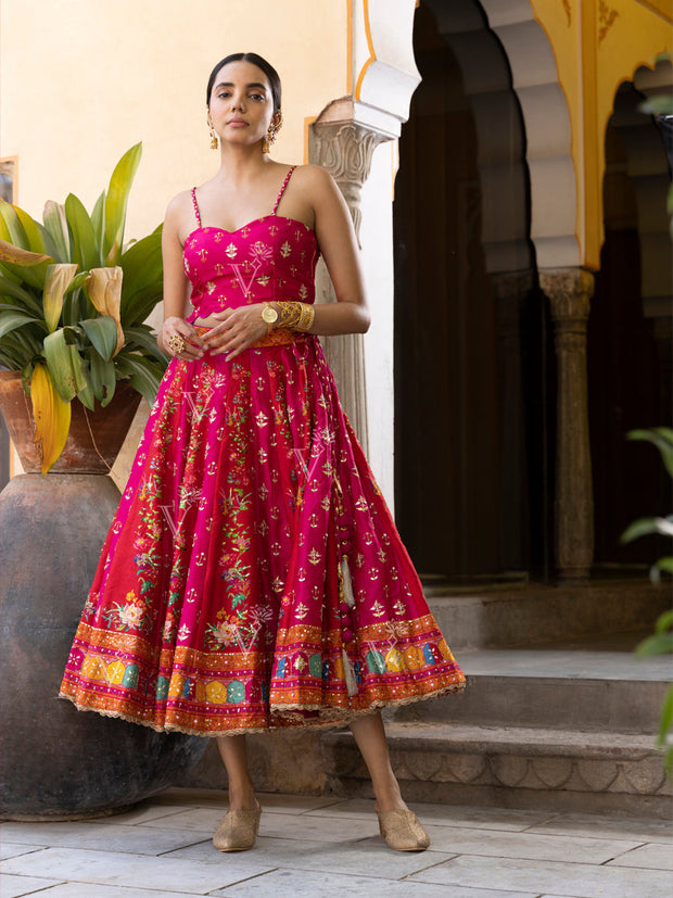 Pink Vasansi Silk Short Lehenga