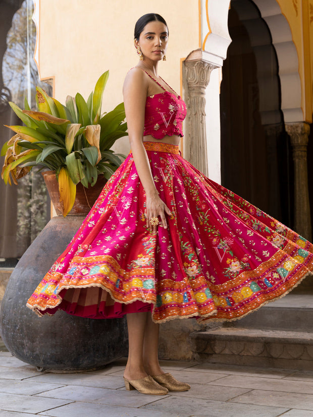 Pink Vasansi Silk Short Lehenga