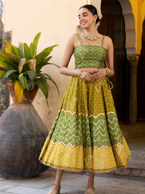 Green Vasansi Silk Lehenga set