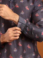 Elephant Madhuban Black - Silk - Kurta For Men