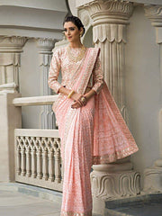 Pink Georgette Saree