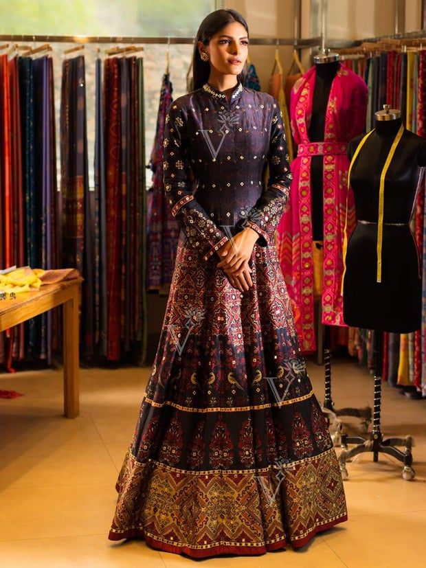 Black Silk Anarkali Gown 2020