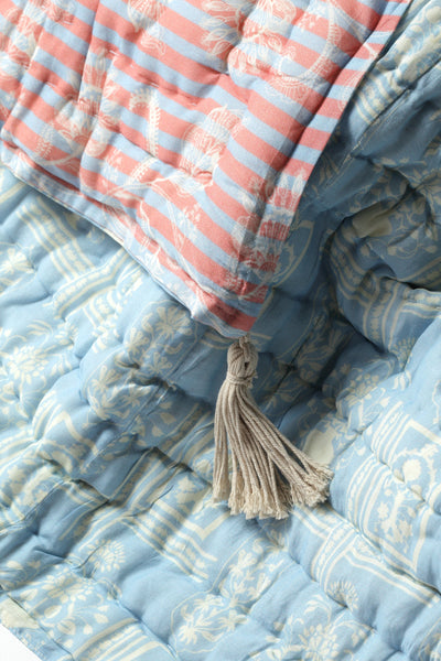JHAROKA AQUA MARINE Silk Cotton Reversible Quilt