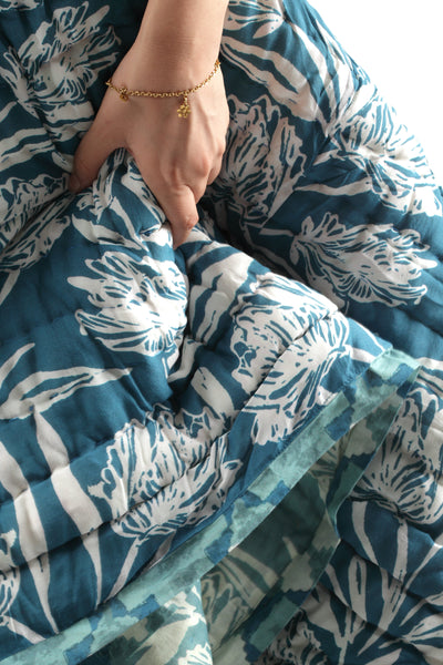 KALP PUSHP DEEP SEA CORAL Silk Cotton Reversible Quilt