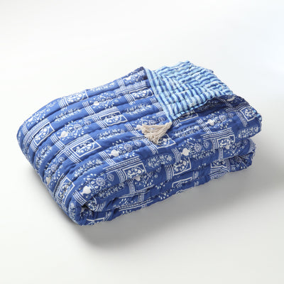 JHAROKA LAPIZ Silk Cotton Reversible Quilt