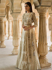 Off White Pure Tussar Lehenga