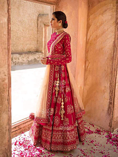 Pink Pearl Brush Lehenga With Belt